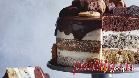 Торт с тремя разными брауни-слоями  



Для бисквита:
 Мука – 480 гр.
 Разрыхлитель – 2 ч.л.
 Сода – ½ ч.л.
 Сливочное масло – 225 гр.
 Сахар – 430 гр.
 Ванильный экстракт – 1 ч.л.
 Яйца – 4 шт.
 Пахта – 480 мл.

Ингредиенты для крема:
 Сахар – 500 гр.
 Яичные белки – 9 шт.
 Лимонный сок – 1 ч.л.
 Соль – щепотка
 Сливочное масло – 500 гр. комнатной температуры, нарезанное кубиками.

Ингредиенты для слоя с патокой:
 Черная патока – 1 ст.л.
 Шоколад в капсулах – ...