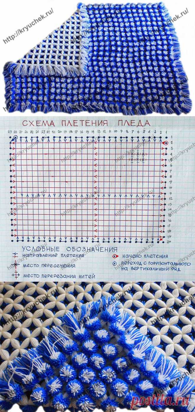 Очень необычный плед с помпонами. МК