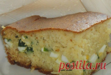 Быстрый заливной пирог с зелёным луком и яйцом | Мама знает...