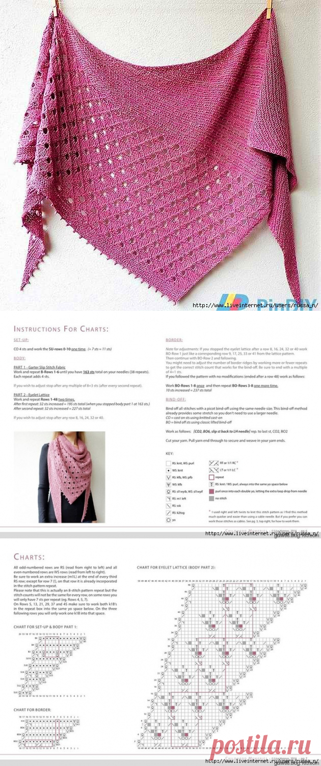 Шаль спицами