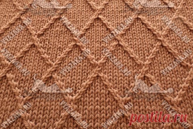 Рельефный узор с перекрещиванием двух петель | Вязание спицами и крючком