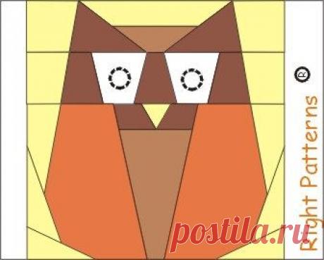 INSTANT DOWNLOAD Owl PDF quilt paper pieced block Sewing Pattern