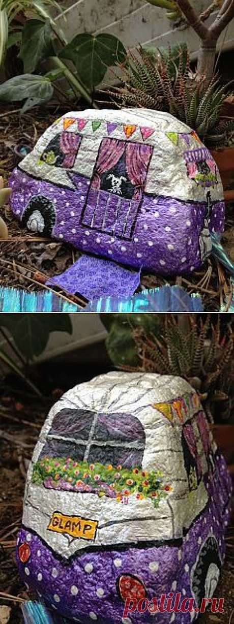 Painted rock for delightful fairy glamping. | Рисунки на камнях