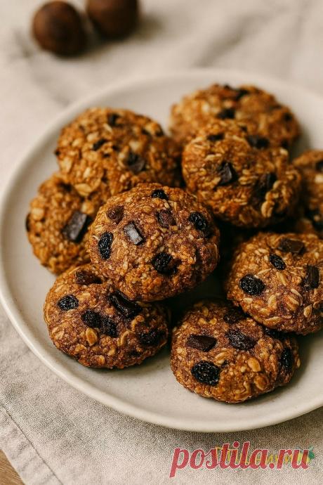 Пост на стене 🍪 ПП‑печенье с овсянкой, шоколадом и изюмом🍫КБЖУ на 1 шт: 85 кКал., 2/3,5/11Ингредиенты (на ~10–12 шт.):- овсяные хлопья — 150 г. - банан спелый — 1 шт.  - яйцо — 1 шт. (или 1 ст. л. льняной муки + 3 ст. л. воды для веган-версии)  - мед или сироп агавы — 1–2 ст. л.  - кокосовое масло — 1 ст. л.  - разрыхлитель — ½ ч. л.  - щепотка соли  - изюм — 2 ст. л.  - горький шоколад (от 70%) — 30 г, нарезать кусочками  ...