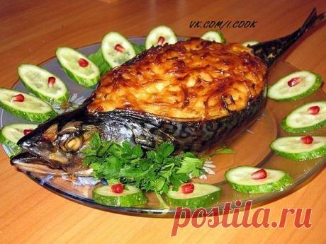 СКУМБРИЯ, ЗАПЕЧЕННАЯ В ДУХОВКЕ &quot;СЛИВОЧНАЯ ЛОДОЧКА&quot;.
