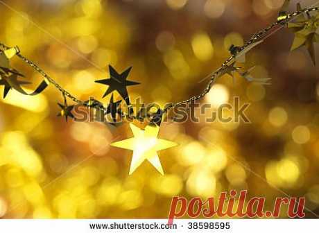 Golden Christmas Chain With Stars On Shiny Background Сток-фотография: 38598595 : Shutterstock