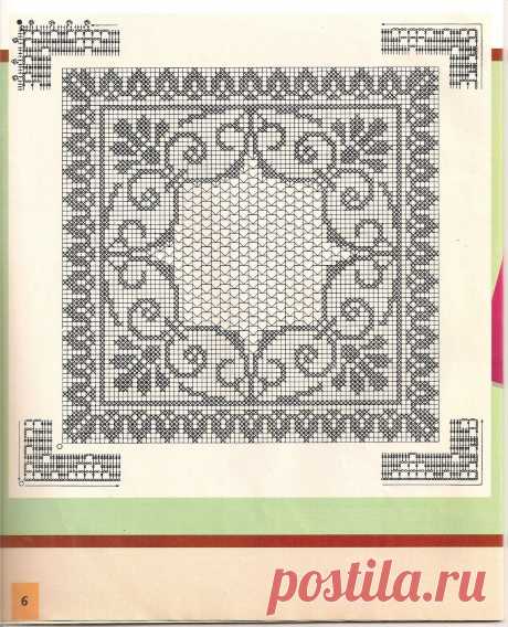 Филейное вязание: Квадратная салфетка - схема вязания