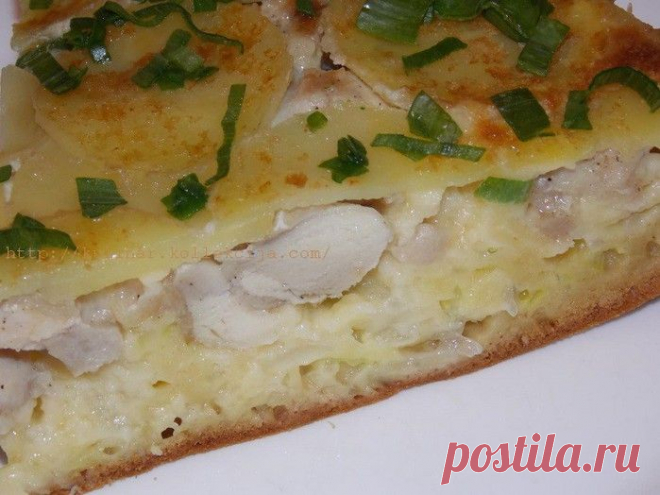 ЗАЛИВНОЙ ПИРОГ С КУРИЦЕЙ И КАРТОШКОЙ