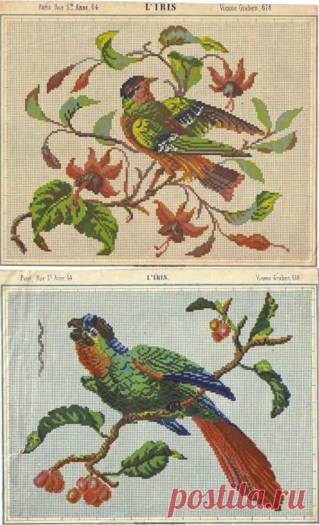 Несколько старинных схем для вышивки крестом