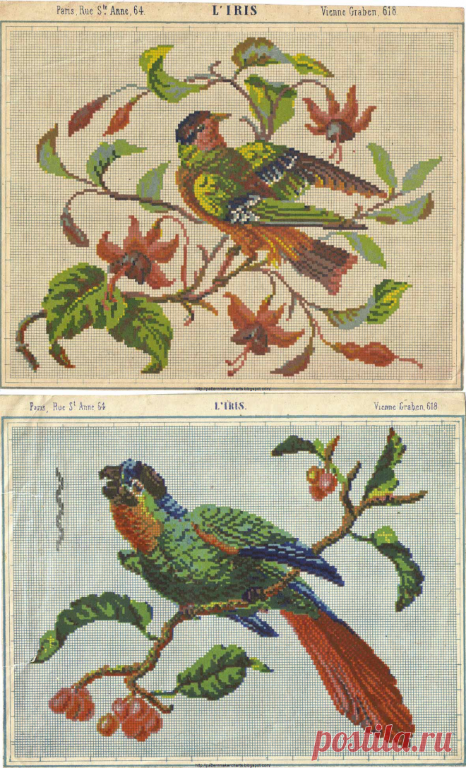 Несколько старинных схем для вышивки крестом