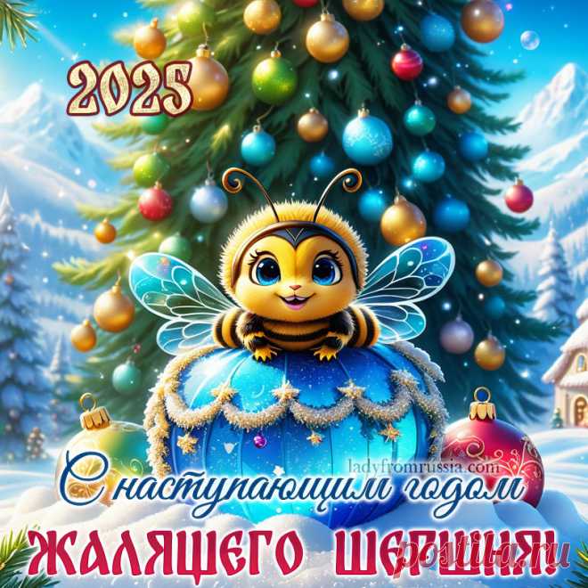 С наступающим Новым 2025 годом Шершня картинка, открытка с годом шершня, славянский новый год