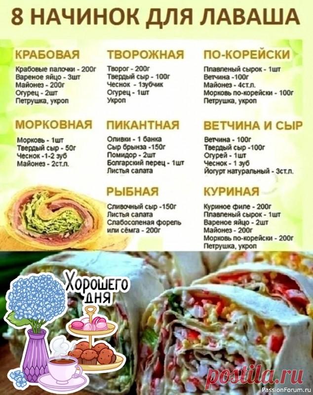 Начинки для лаваша