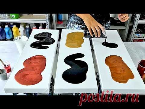 Акриловая картина с заливкой МЕДЬ, ЗОЛОТО и БРОНЗА! - Flow Art - Акриловая заливка