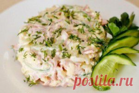 Вкусный салат с ветчиной и сыром