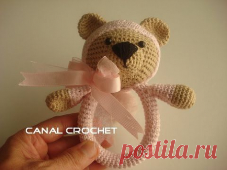 sonajero osito crochet tutorial - YouTube