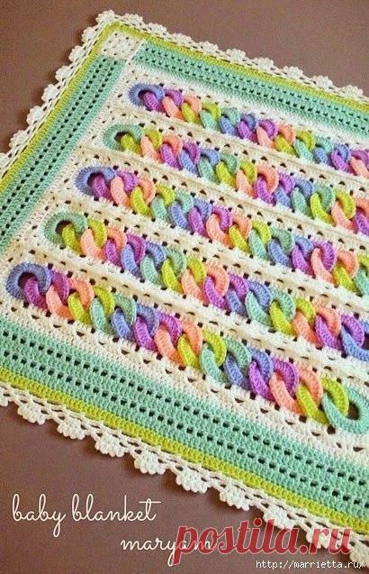 Оригинальный плед крючком.