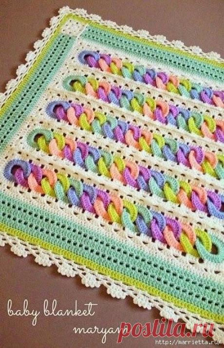 Оригинальный плед крючком.