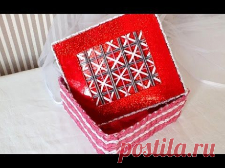 Плетение из газет ШКАТУЛКА Часть # 1 weaving newspapers periódicos de tejer - YouTube
