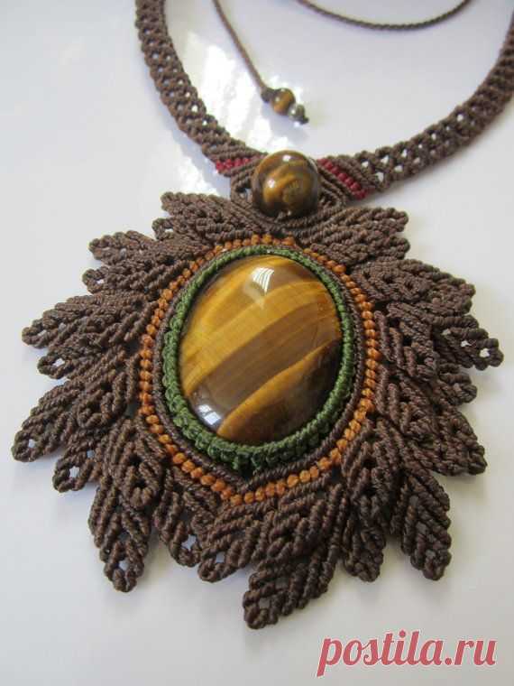 (11) Tiger Eye Macrame Necklace Handmade Creation | Глаза Тигра, Тигры и Макраме Ожерелье