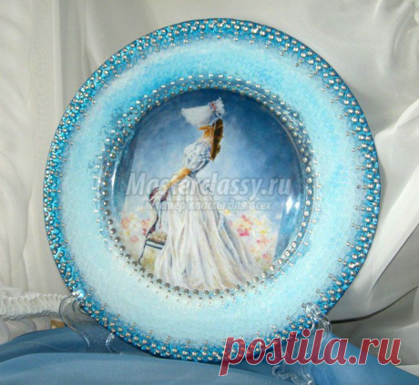 Обратный декупаж тарелки с подрисовкой, В ожидании любви