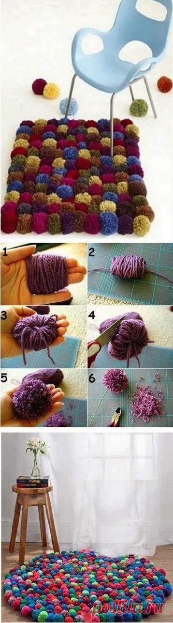 Коврик из помпонов