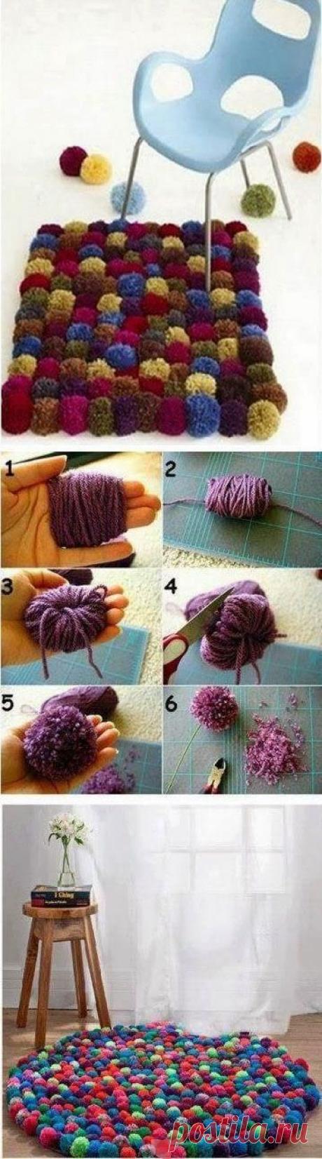 Коврик из помпонов