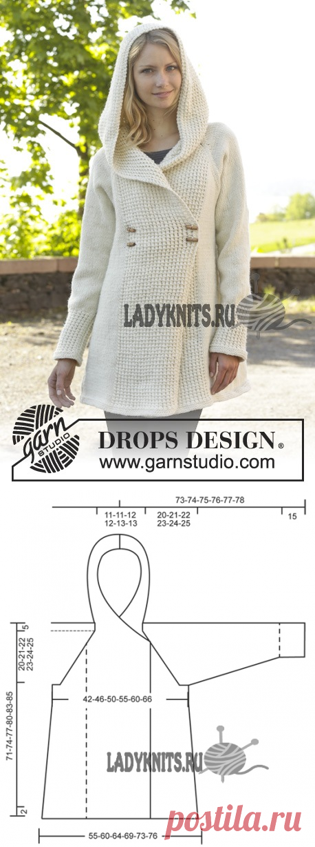 Вязаное спицами пальто Snow Princes от Дропс