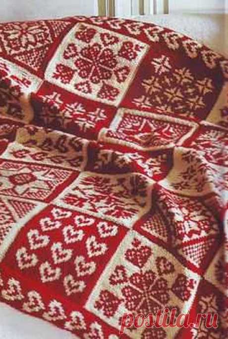 Вязание пледа спицами