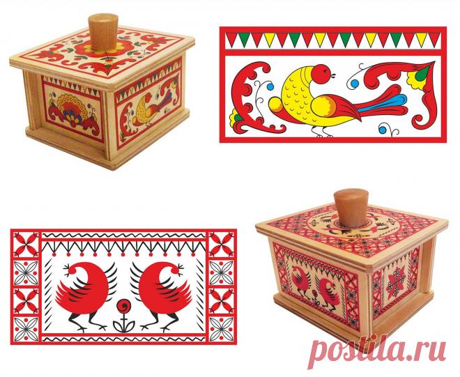 Образ птицы - один из элементов в славянских узорах. 
Птица - символ тепла, света, предвестник счастья и богатства. 
Не облетели стороной чудные птички и наши шкатулки с Борецкой и Мезенской росписью. 
Шкатулки в наличии в магазинах 