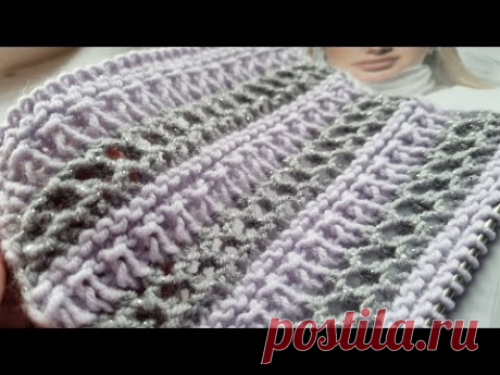 Фантазийный, секционный узор спицами🧶knitting pattern.