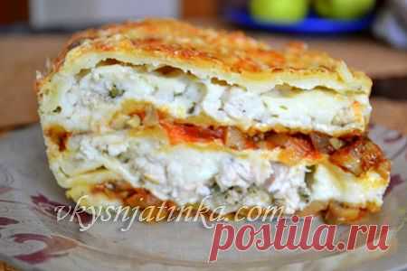 Лазанья с курицей и грибами - рецепт с фото