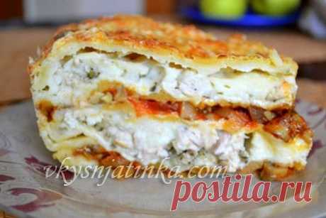 Лазанья с курицей и грибами - рецепт с фото