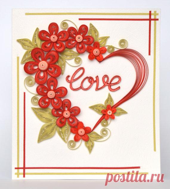 Delicate Valentine Quilling Card Valentine's Day by QuillyVicky