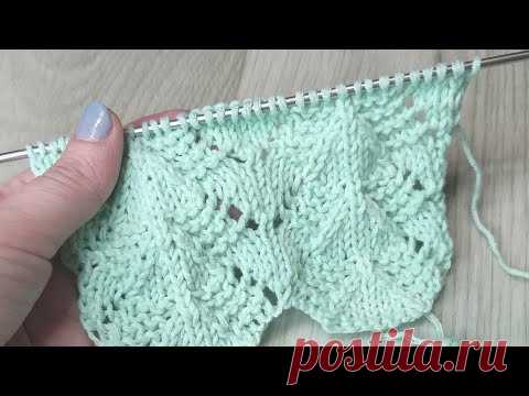 Красивый ажурный узор. Вязание спицами.