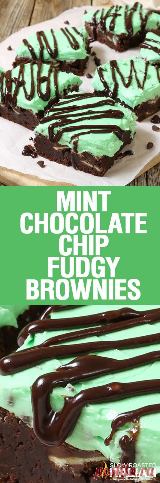 Mint Chocolate Chip Fudgy Brownies