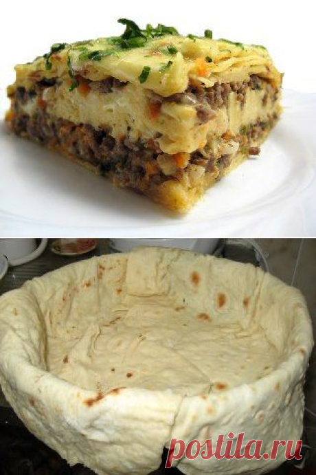 Мясной пирог из тонкого лаваша