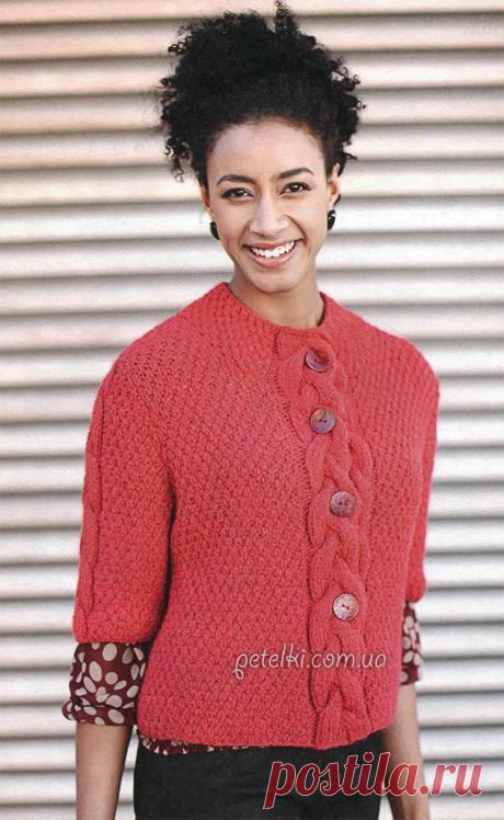Жакет с косами на планках. Описание вязания, МК косы