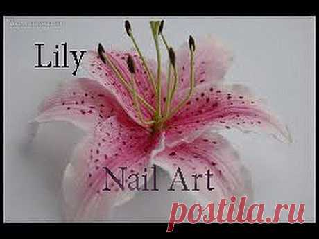 Обучение.Китайская роспись ЛИЛИЯ /Tutorial Lily Flower Nail Art. - YouTube