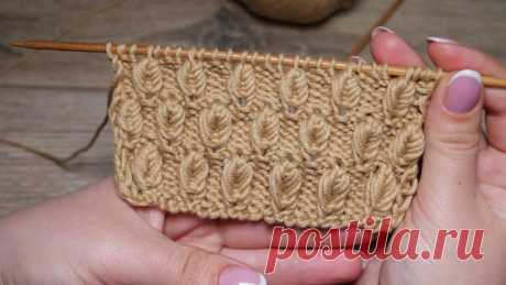 Узор «Объёмные листики» спицами | «Volume leaves» knitting pattern Узор «Объёмные листики» спицами | «Volume leaves» knitting patternLeaf: (knit 5 below, knit 4 below, knit 3 below, knit 2 below, knit 1 below) in next stich,...