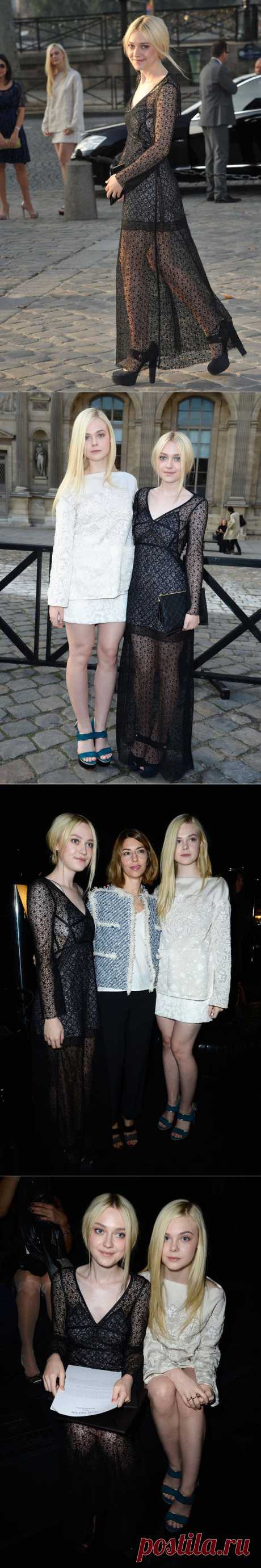 Дакота и Эль Фаннинг на модном показе «Louis Vuitton S/S 2014»