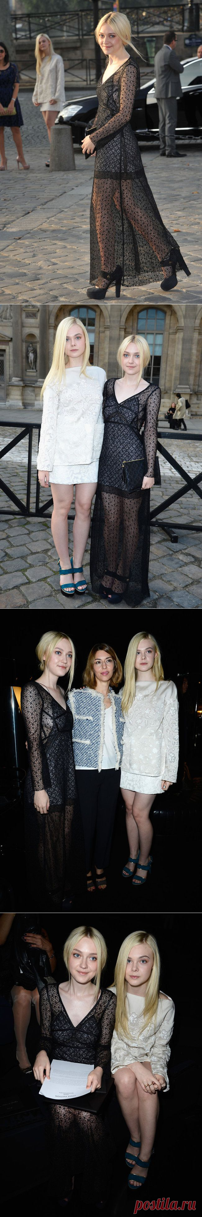 Дакота и Эль Фаннинг на модном показе «Louis Vuitton S/S 2014»