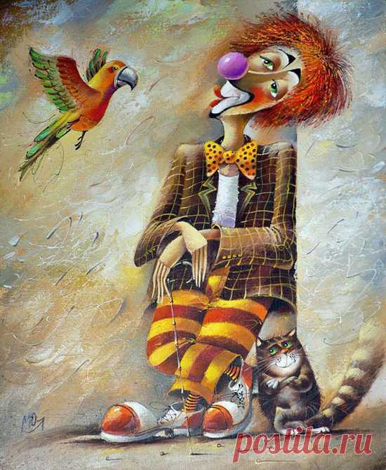 The symbol of the circus - clowns - paintings by Yuri Matsik - ego-alterego.com