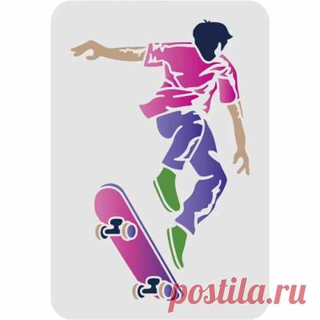 Plantilla de Skateboarder para hombre y monopatín, plantillas de plástico reutilizables para dibujo y pintura, bricolaje, 11,7x8,3 pulgadas - AliExpress