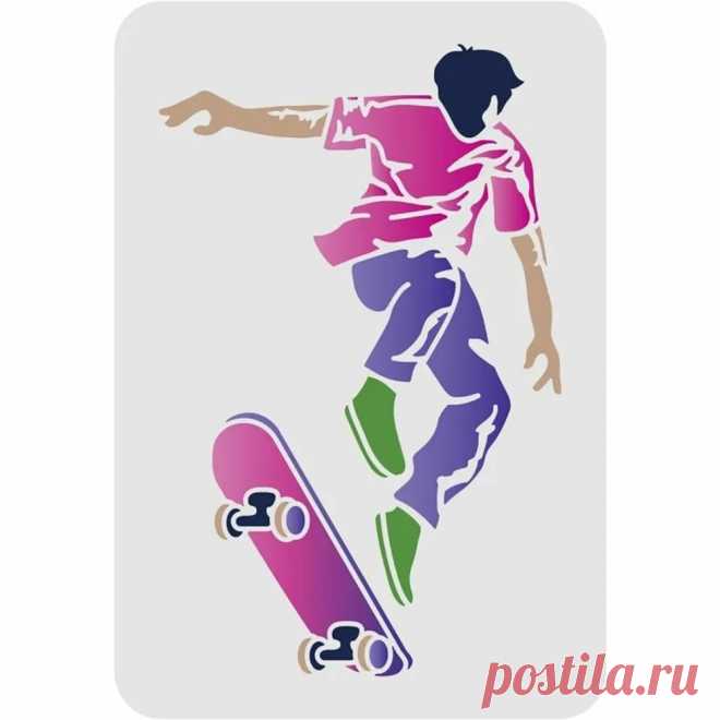 Plantilla de Skateboarder para hombre y monopatín, plantillas de plástico reutilizables para dibujo y pintura, bricolaje, 11,7x8,3 pulgadas - AliExpress