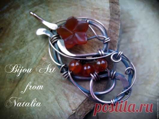 Купить Кулон с сердоликом Карамель - черный, авторская ручная работа, Кулон ручной работы