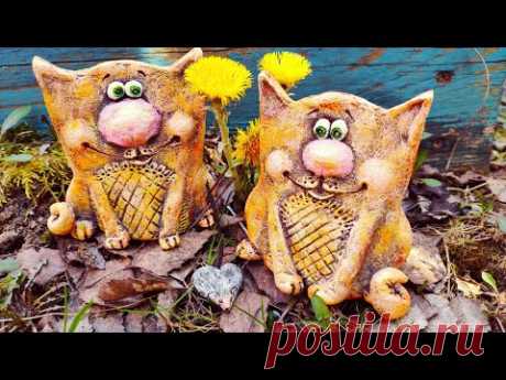 😸😻 Коты "под керамику" для декора дома (папье-маше)