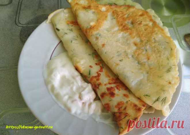 Блины с сыром и укропом на молоке, домашний рецепт тонких блинов