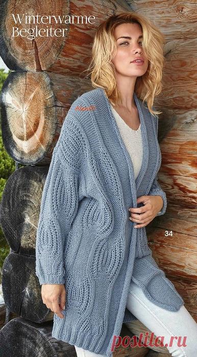 Кардиган спицами спицами с интересным узором