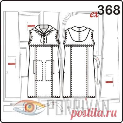 Выкройка платья с капюшоном - Porrivan Выкройка платья с капюшоном сделана для мягких тканей. Для кройки подходят различные варианты шерсти и хлопка, в том числе и трикотаж и джерси. Необычная
