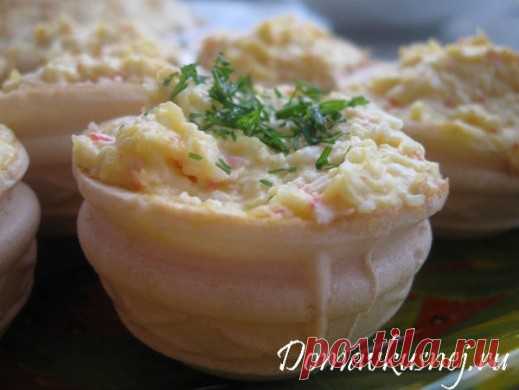 Тарталетки с сыром и крабами - а Дома Вкусней